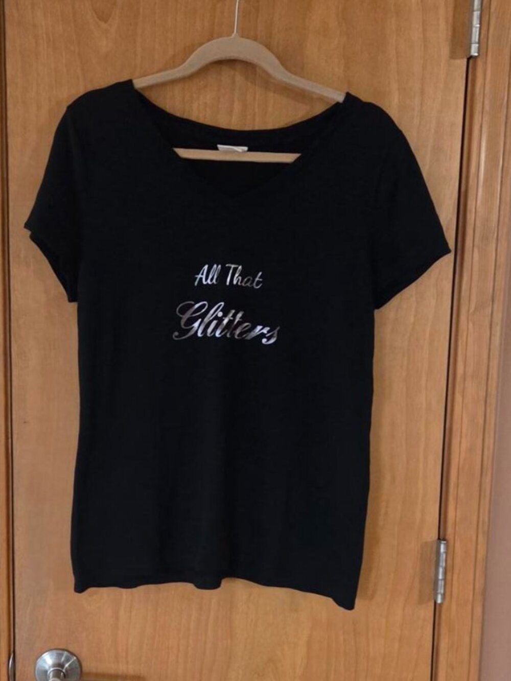 Soma Black All That Glitters Short Sleeve V-Neck Tee
